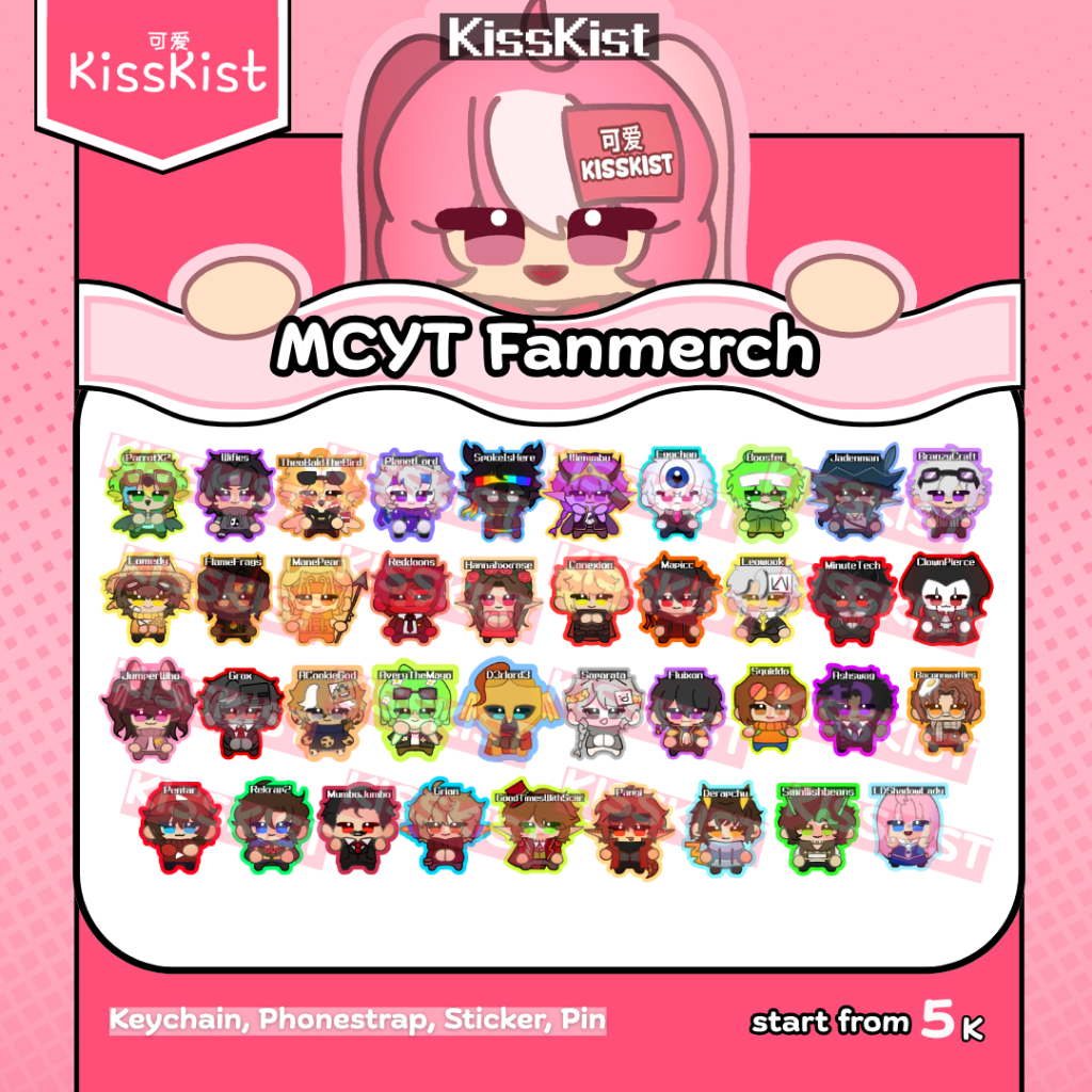 [BATCH 2] MCYT Fanmerch โดย KissKist | พวงกุญแจ, สายรัดโทรศัพท์, สติ๊กเกอร์, Pins Unstable Universe Lifesteal Ashswag Connexion Scar Mumbo Grian