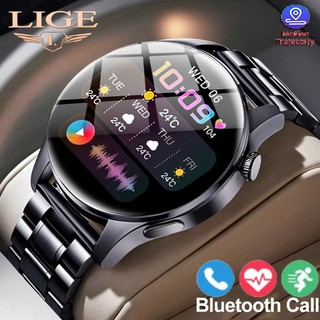 LIGE SmartWatch Pria Layar Sentuh Penuh Olahraga Watch IP67 Tahan Air Smart Gelang Untuk Android Ios Pria Smart Jam Tangan Kompatibel Android dan Ios