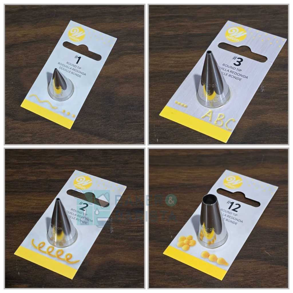 Wilton Round Tips 1 2 3 12 Wilton หัวฉีดกลม ปลายตกแต่งเดิม หัวฉีดตกแต่งเค้ก