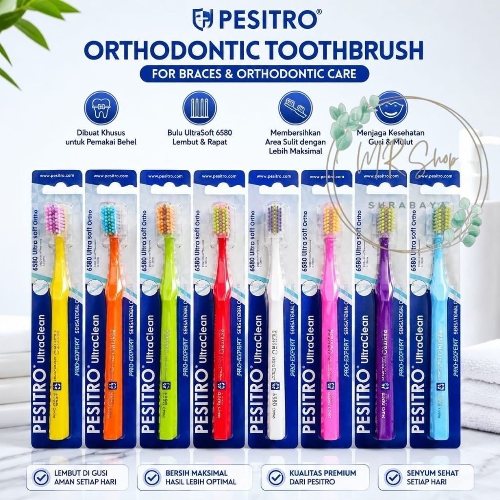 PESITRO ORTHO แปรงสีฟัน Ortho Braces จัดฟัน PESITRO 6580 Ultrasoft ORTHO PESITRO