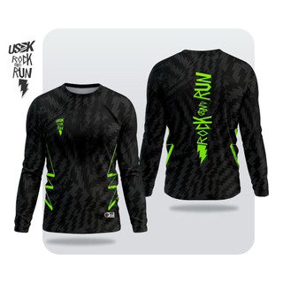 JERSEY RUNNING ROCK AND RUN tangan panjang hitam Olahraga Sport