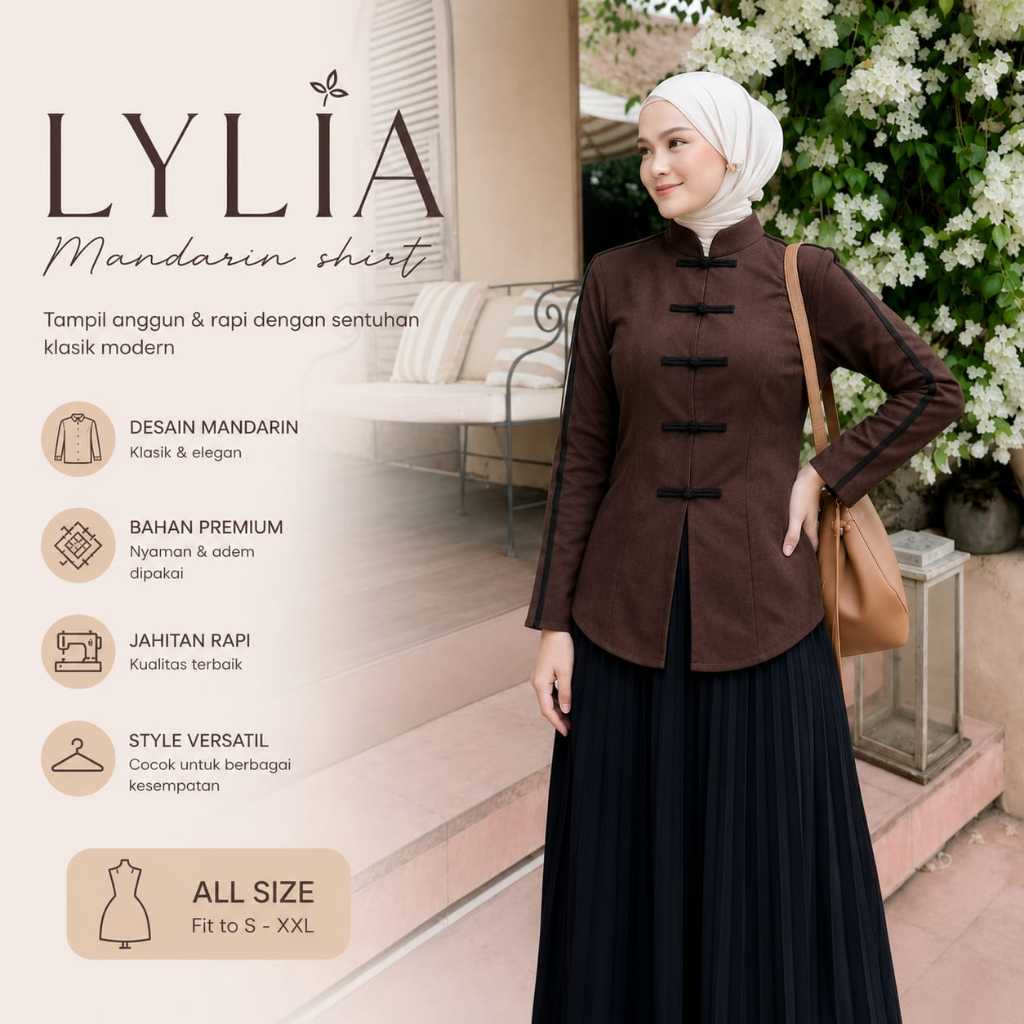 KEMEJA DEER - LYLIA เสื้อแมนดารินผู้หญิง Shanghai Cheongsam เสื้อแขนยาวพยาบาลที่เป็นมิตร