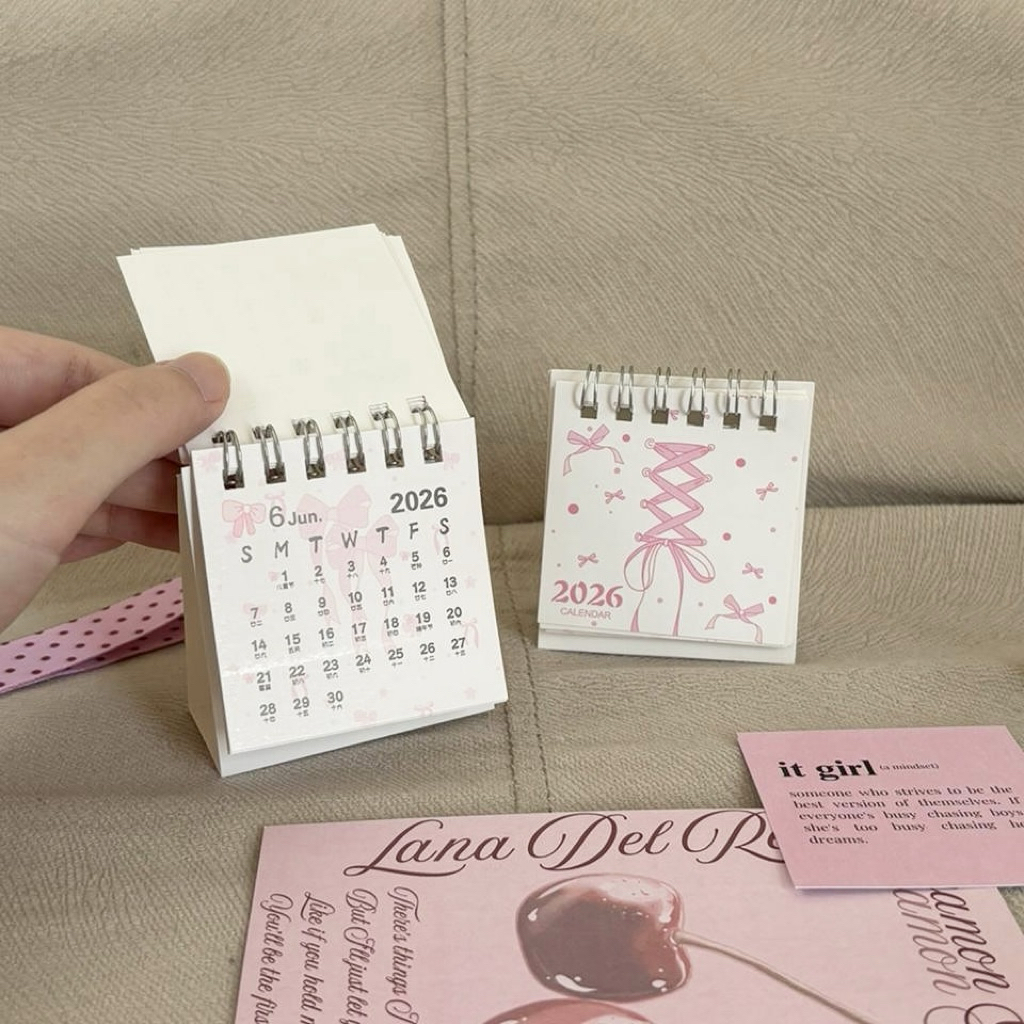Mocorie - coquette Ribbon 2026 Mini Calendar / 2026 Mini Calendar coquette Ribbon Pink / Mini Calend