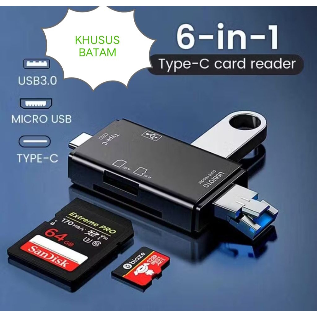 6 in 1 otg type c และ Micro usb Micro SD เครื่องอ่านการ์ด mini SD