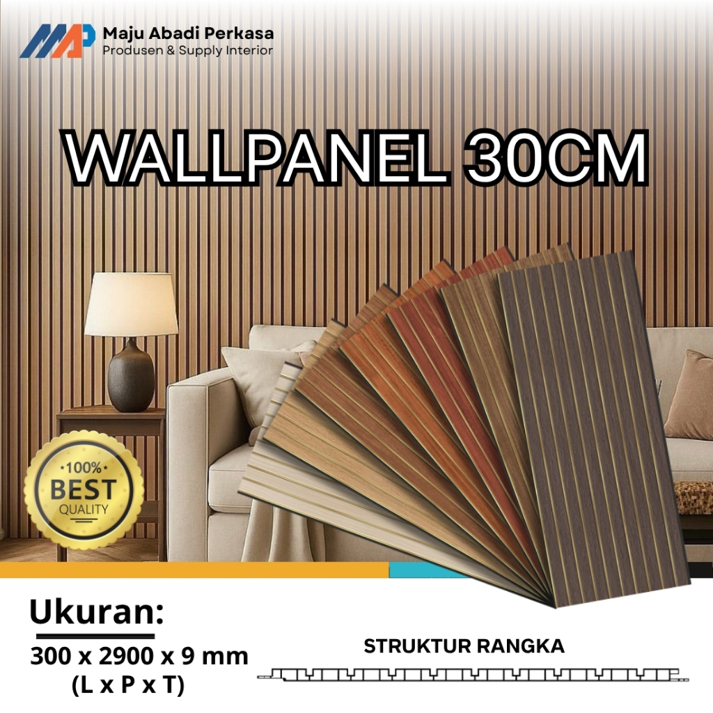 WPC WALL PANEL 30CM / 9MM THICKNESS / ขนาด 30x290CM / WPC WALLPIEL / WOODEN GRID / WALL DECOR PANEL 
