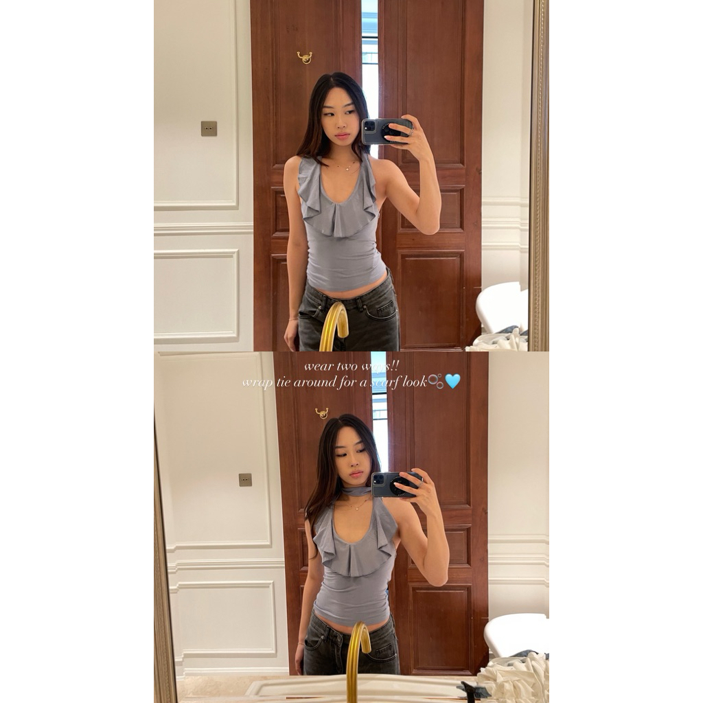 SCOOP RUFFLE HALTER