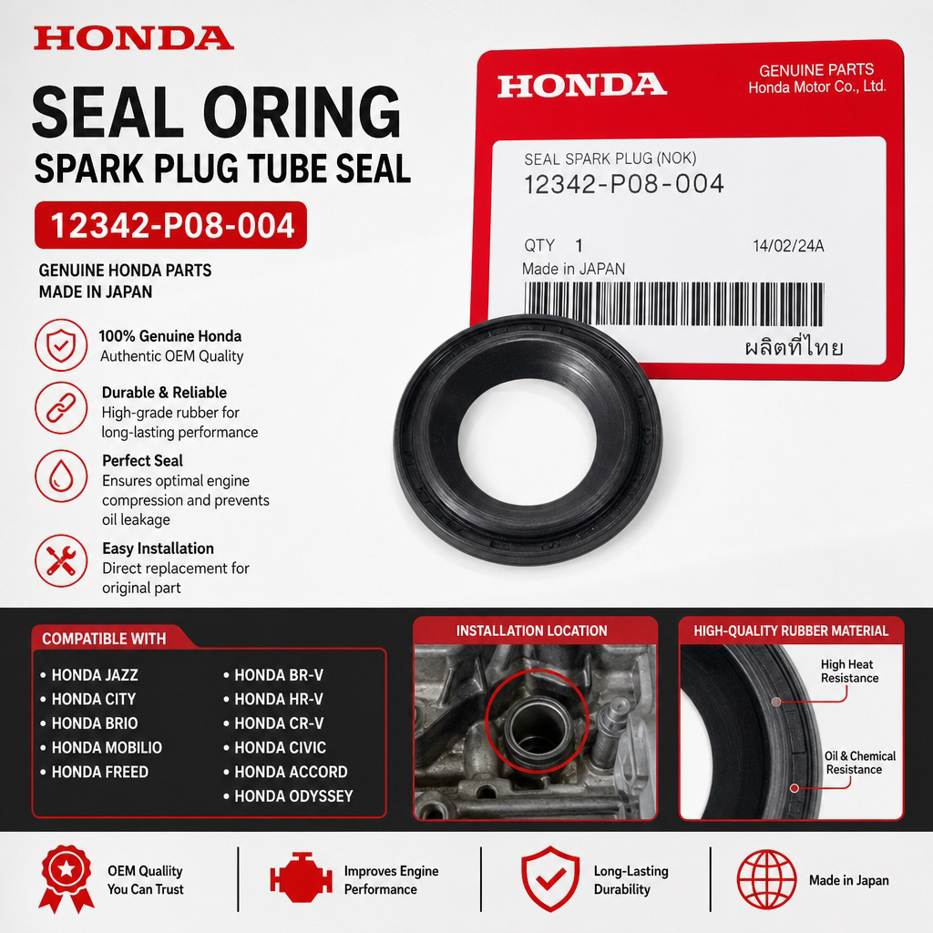 ซีลยาง ORING SPARK PLUG SEAL JAZZ CITY BRIO MOBILIO FREED BRV HRV CRV CIVIC ACCORD ODEESEY 12342-P08