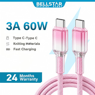 BELLSTAR Kabel Data Type C To Type C Fast Charging MFI 60W c to c For iPhone 15 Samsung infinix xiaomi redmi macbook HP Laptop Tablet Powerbank kabel charger hp Android Oppo Vivo Realme kabel data type c fast charging cable USB C PD