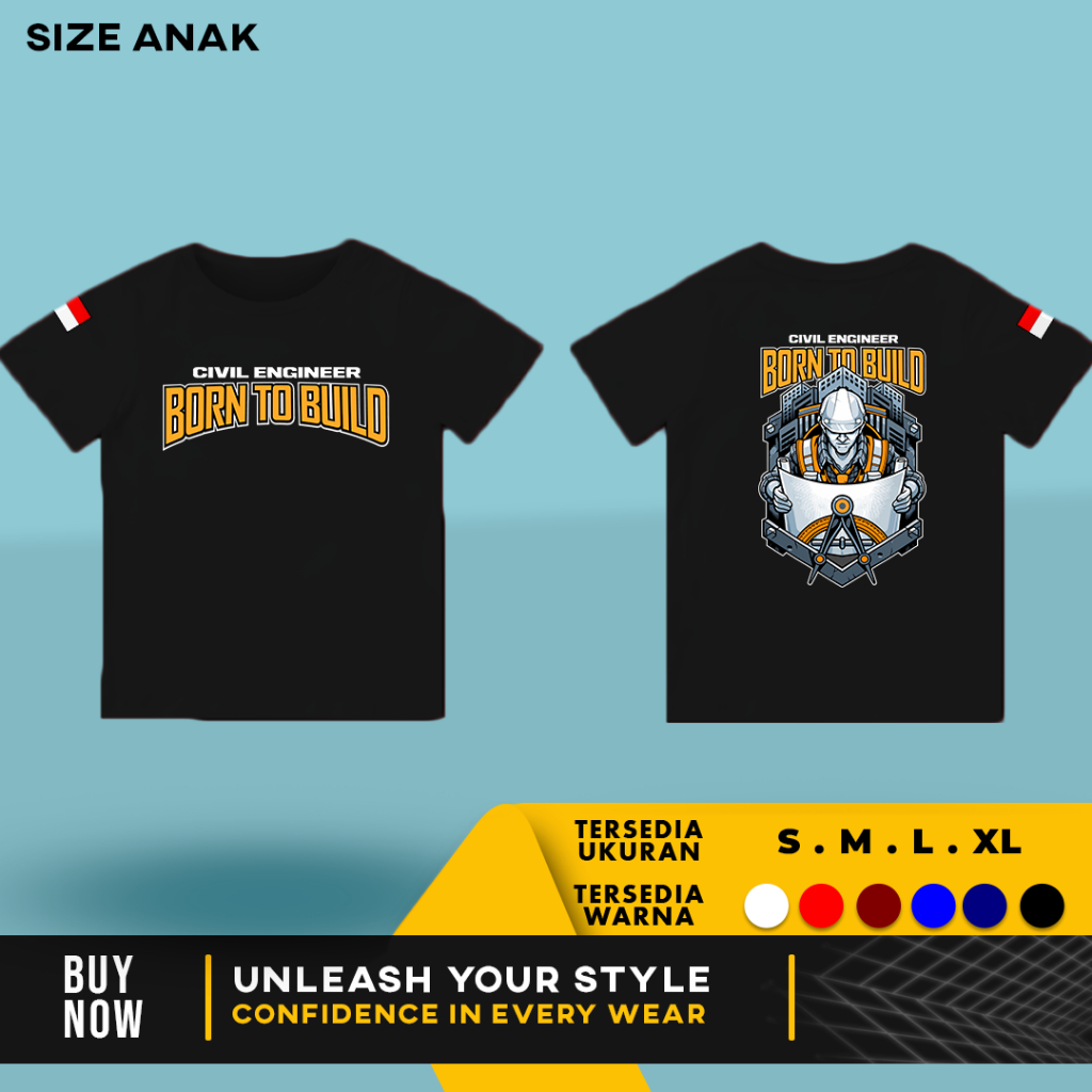 เสื้อยืดเด็ก Civil Engineer Born To Build V3 | เสื้อยืดเด็ก | สําลีหวี 30sa