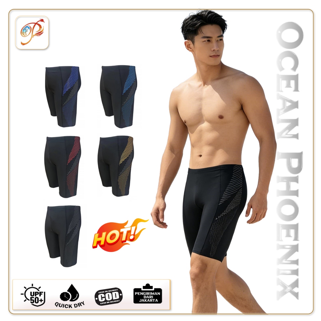Ocean Phoenix - กางเกงว่ายน้ําขาสั้นไนลอนป้องกันรังสียูวีธรรมดาสําหรับผู้ชาย ไซส์ M-4XL