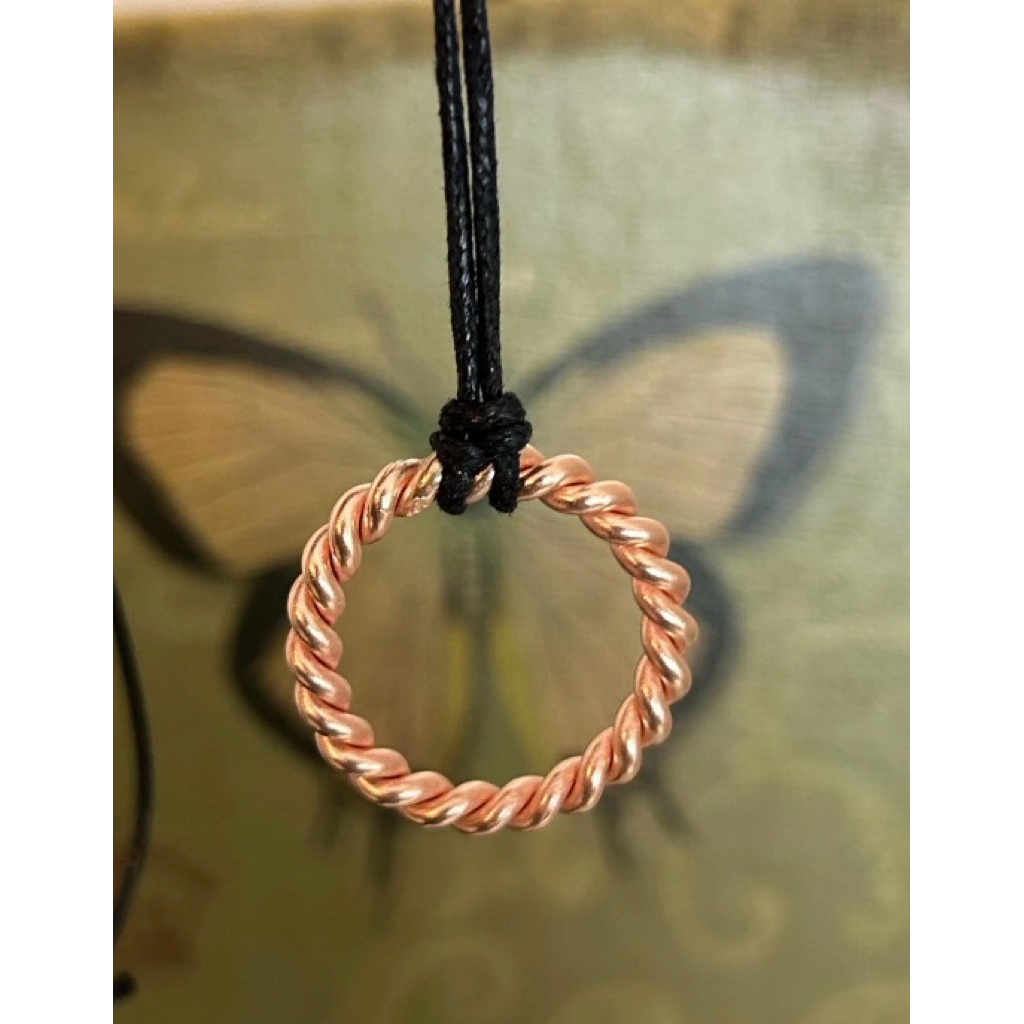 Tensor ring 144Mhz สร้อยคอเชือกสีดําทองแดงบริสุทธิ์เกาหลีเรียบง่ายและสง่างาม