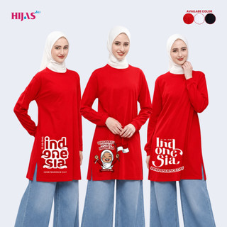 Hijasku Kaos Tunik Dewasa 17 Agustus Kemerdekaan Custom Merah Putih Cotton Combed 24s Tebal