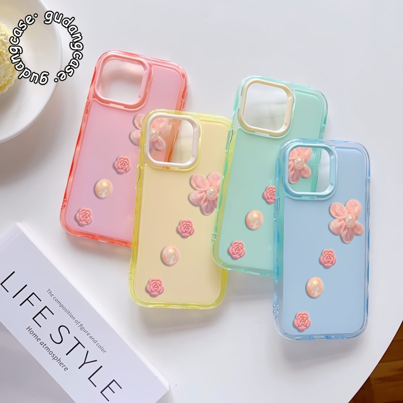 GC267 AESTHETIC PEARL FLOWER MOTIF 2 IN 1 สี MACARON COMPATIBLE สําหรับ OPPO A1K A3S A3X A5 A5i A5S 