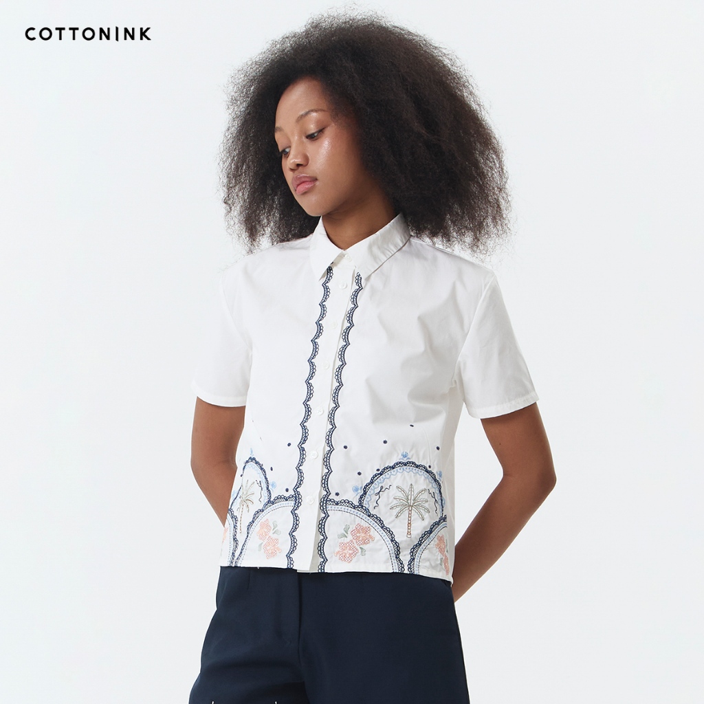 KEMEJA COTTONINK - เสื้อเชิ้ตสตรีสีขาว Puglia SummerCollection2026