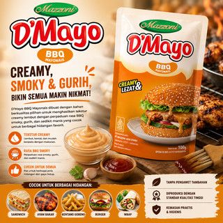 Mazzoni D'Mayo BBQ Mayonais 100g | Saus Mayo Rasa BBQ Smoky