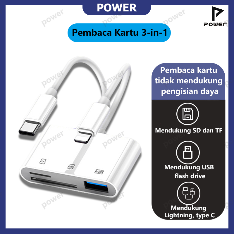 Power 3 in 1 OTG Card Reader iphone/Type-C TO SD/TF/USB Flashdisk OTG Adapter