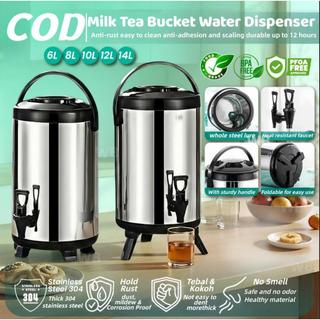 WB Kitchenware Store Milk Tea Bucket Stainless Thermos Jug 6L 8L 10L 12L dengan Faucet Ready StocK