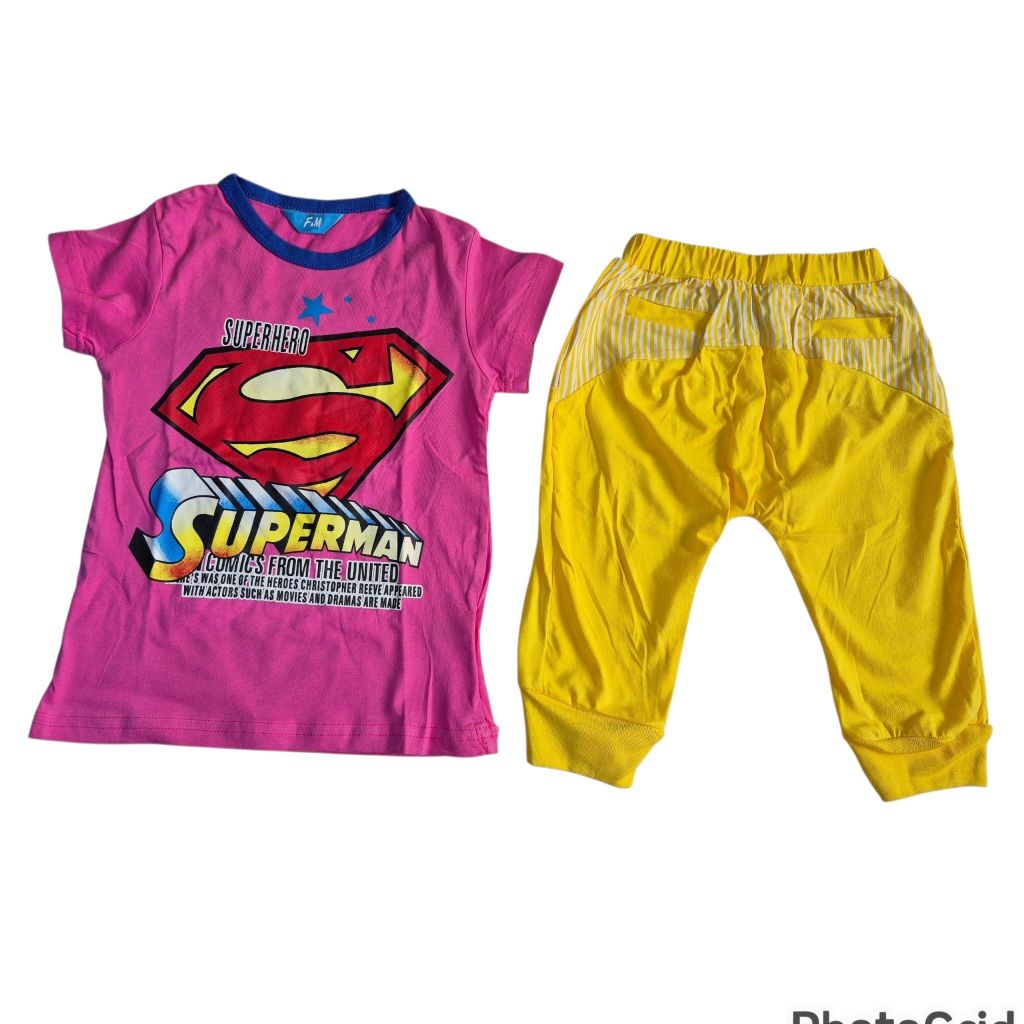 F&M Superman Pink ชุดเด็กผู้หญิง - เสื้อและกางเกง