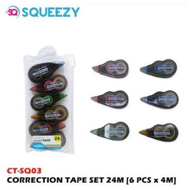 เทปลบคําผิด SQUEEZY Ct-Sq03 (1 แพ็ค 6 ชิ้น)