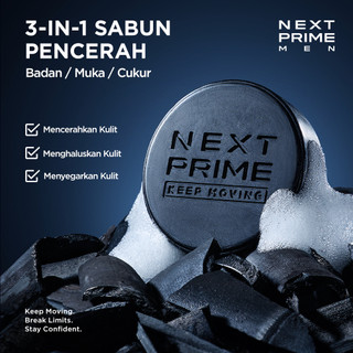 [New] NEXTPRIME Sabun Pencerah Triple Action / 3-in-1 untuk Tubuh, Wajah&Cukur /Mencerahkan kulit/Pembersihan mendalam/Charcoal + Niacinamide 50g facial wash  / sabun cuci muka  / face wash  / sabun mandi cair  / sabun mandi  / body wash / next prime men