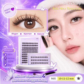 [LANGSUNG TEMPEL] Milan Story N05 Wispy Tebal Bulu Mata Palsu Serat Kapas Premium Mudah Digunakan Untuk Pemula Eye Make Up Reusable