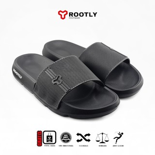 Rootly Sandal Selop Pria Olso Full Black unisex Slide Terbaru