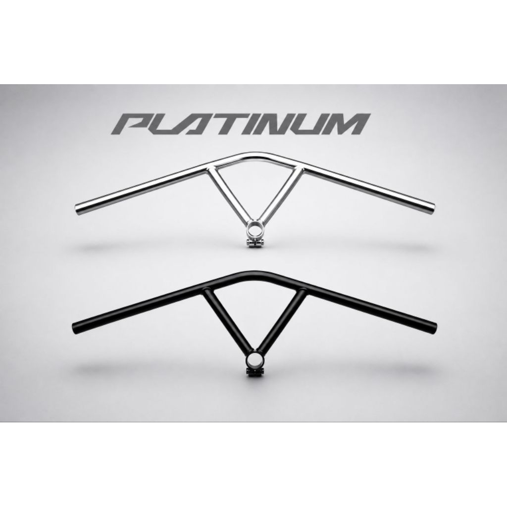 BULLDOSE BAR Platinum Hi-Ten-Steel 25.4 - Bull Mose Bar แฮนด์เหล็กแพลทินัม-Sem 25.4 สามเหลี่ยม Original Platinum ไต้หวัน