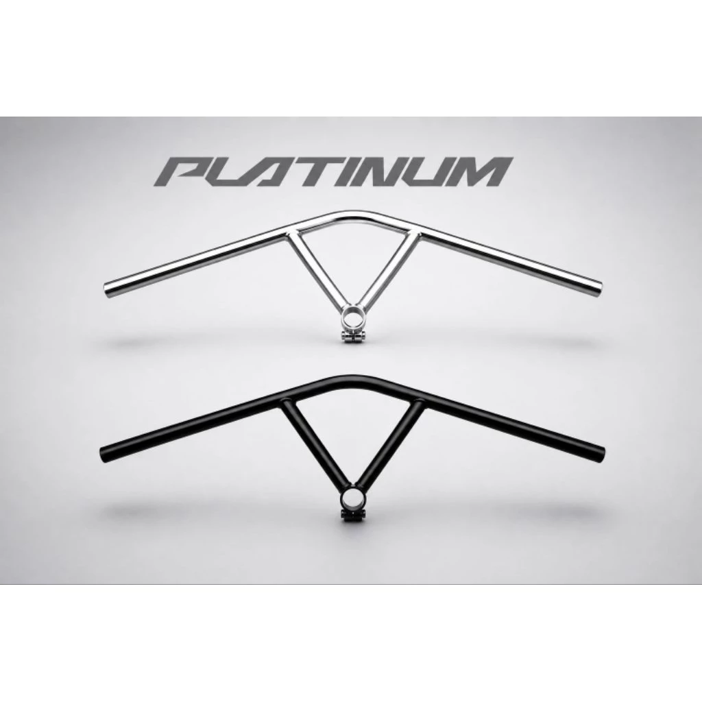BULLDOSE BAR Platinum Hi-Ten-Steel 25.4 - Bull Mose Bar แฮนด์เหล็กแพลทินัม-Sem 25.4 สามเหลี่ยม Original Platinum ไต้หวัน