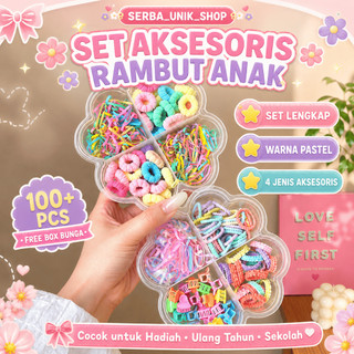( SERBU ) Ikat Rambut Anak Mix Warna Warni Box Love - Pita & Scrunchie XC-59 Bunga