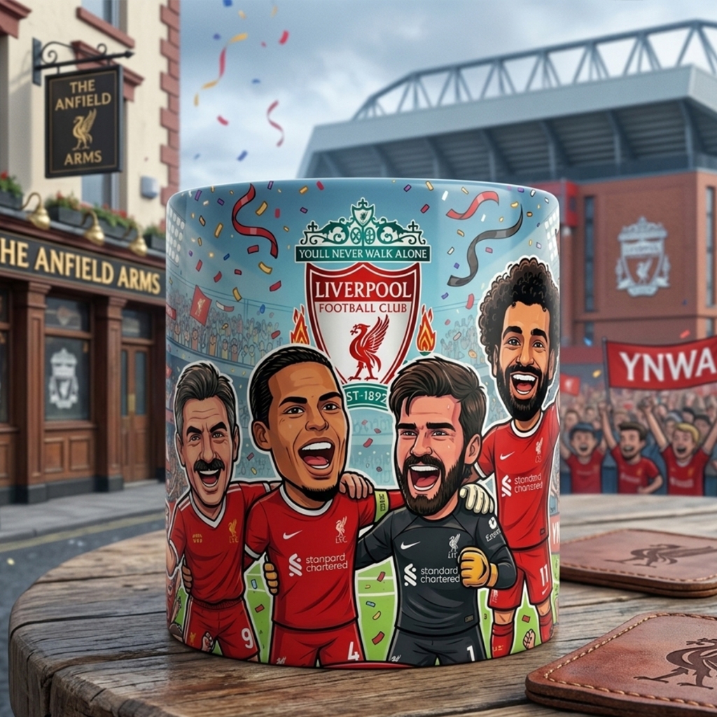 แก้วเซรามิค Liverpool FC ตัวนี้ The Reds Kopites Liverpudlian ของผู้เล่นเช่น Mohamed Salah, Virgil v