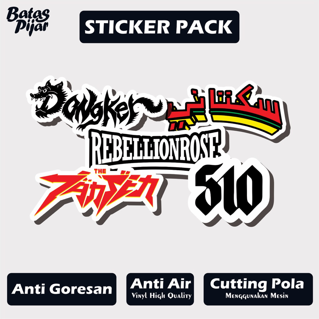5 Sticker Pack Band Indie Rock Punk (Dongker, 510, Rebellion Rose, The Jansen, Sukatani)