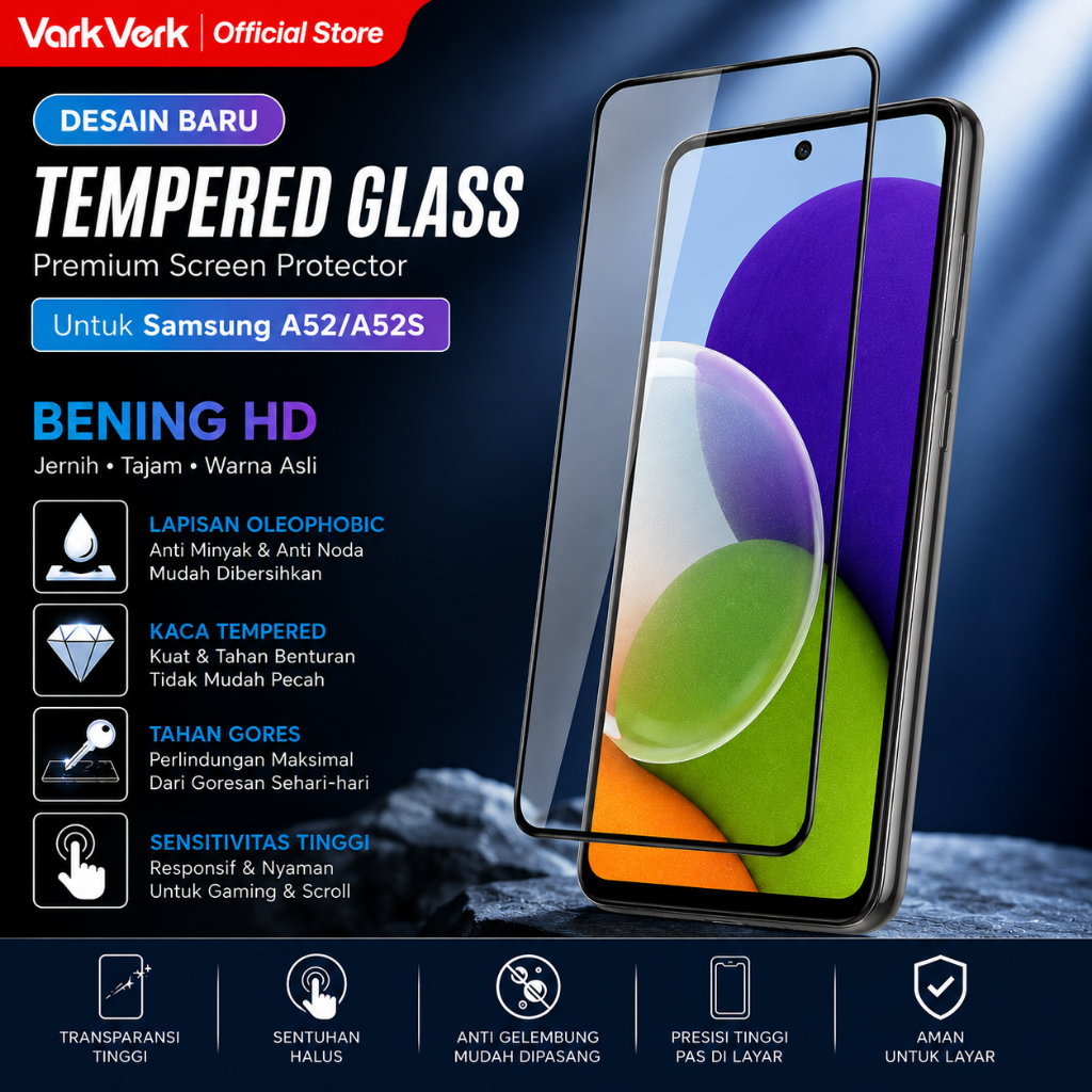 VarkVerk HD กระจกนิรภัยสําหรับ Samsung A52(5G) A52s หน้าจอ Anti-Scratch สําหรับ Samsung A52-5G A52s 
