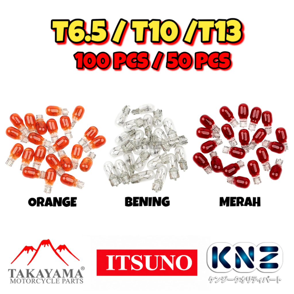MERAH [T6.5/T10/T13] 100 PCS / 50 PCS BULB / LIGHT BULB / KILOMETER / SEN / TURN SIGNAL / CUCUK / TA