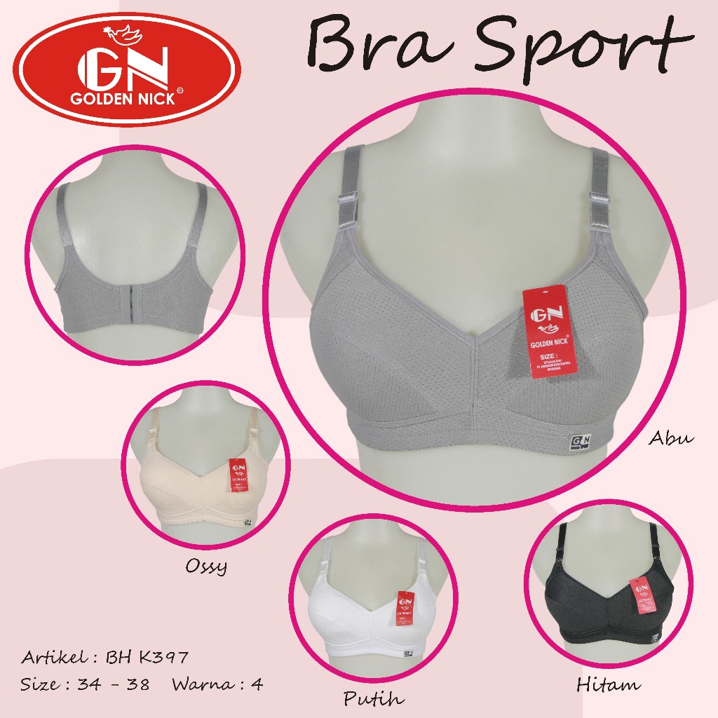 3 BRA NICK GOLDEN K 397 - SPORT BRA - BH GN WIRELESS - MEDIUM CUP - SIZE 34-38