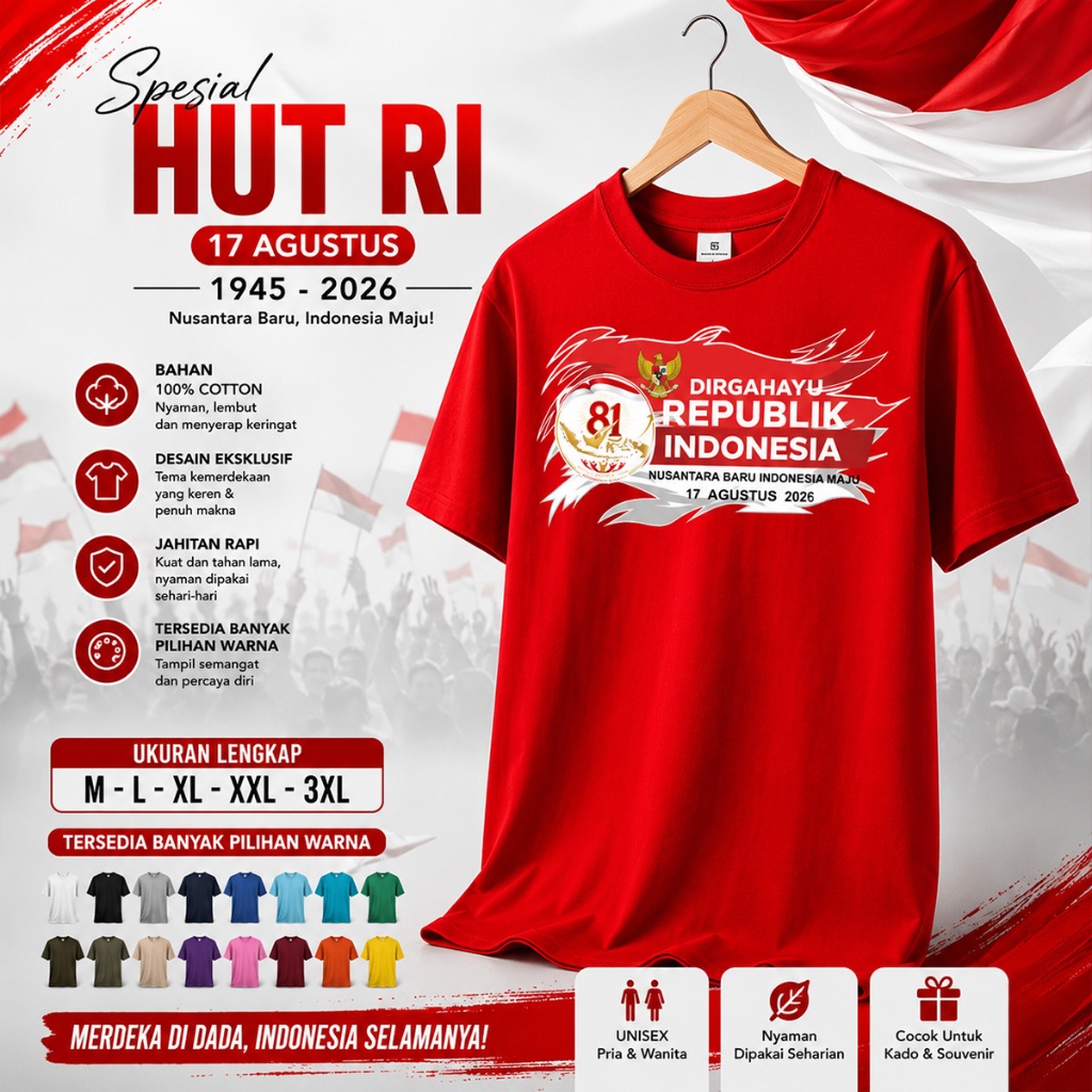 FF INDONESIAN INDEPENDENCE EDITION เสื้อยืด 81 INDONESIAN เสื้อยืดสําหรับผู้ชายและผู้หญิง 001