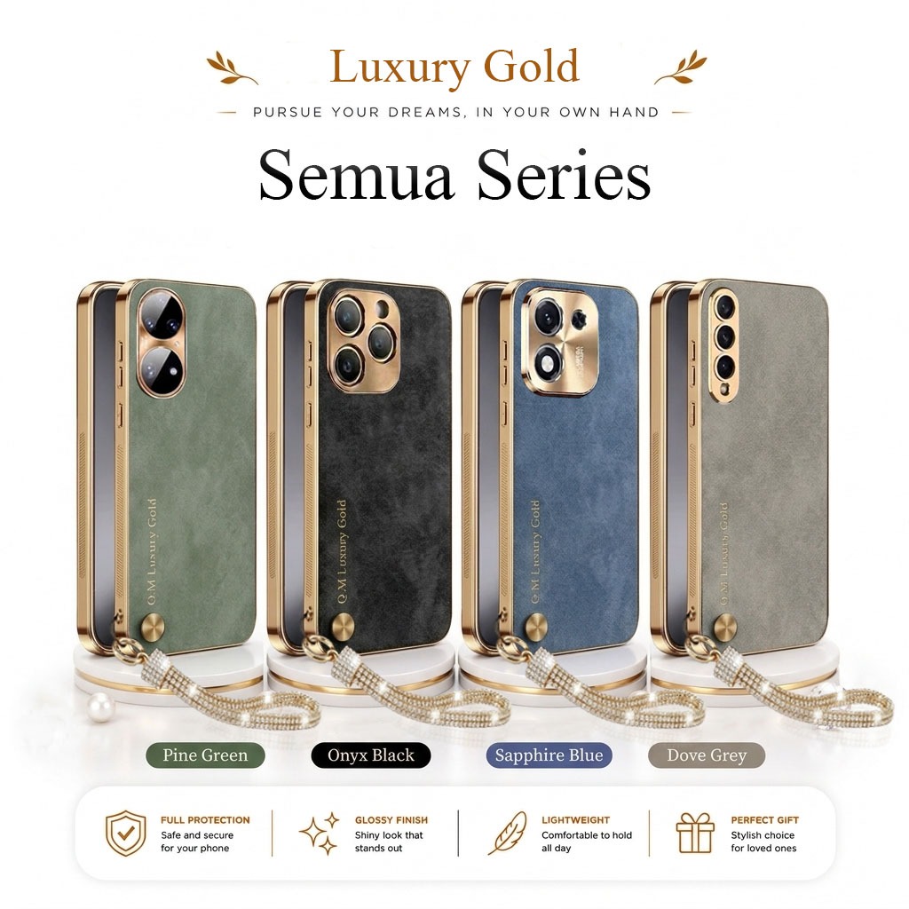 เคสสําหรับ Tecno Camon 40 / Camon 50 / Spark Go 3 / Spark Go 2 / Spark 50 Softcase หนังหรูหราปลอกทอง