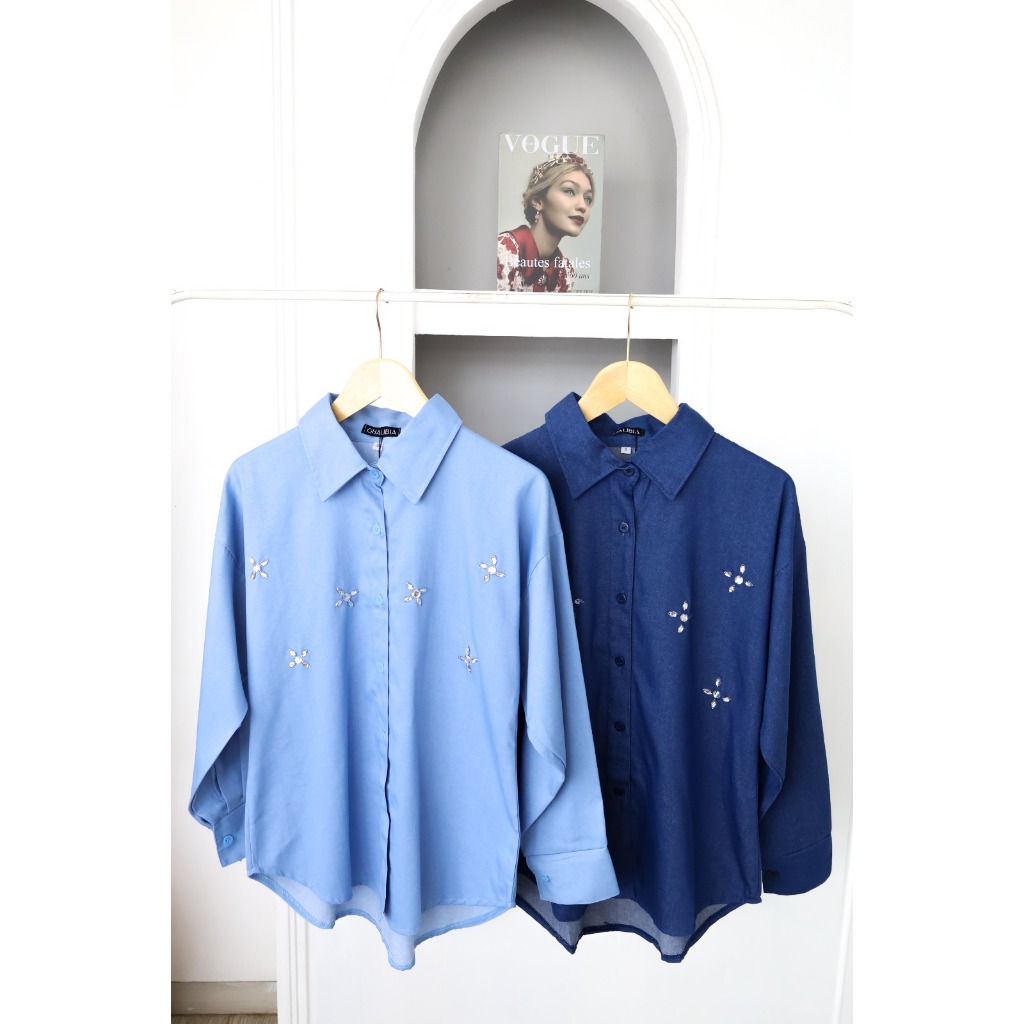 KEMEJA Kyren Shirt Jeans (GL) | เสื้อท็อปผู้หญิง | เสื้อเชิ้ตผู้หญิง | ขนาดใหญ่จัมโบ้