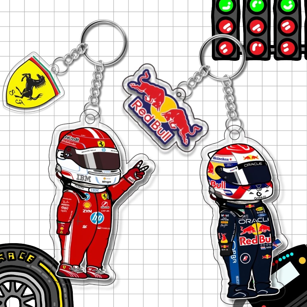 GANTUNGAN F1 Formula One Double Logo Driver พวงกุญแจ F1 น่ารัก