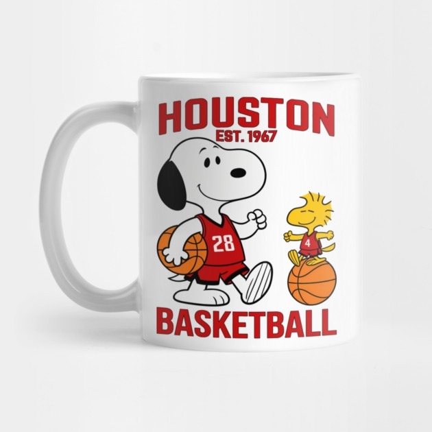 Snoopy Basketball - Houston Rockets - แก้วน้ําชาบาสเก็ตบอล Snoopy