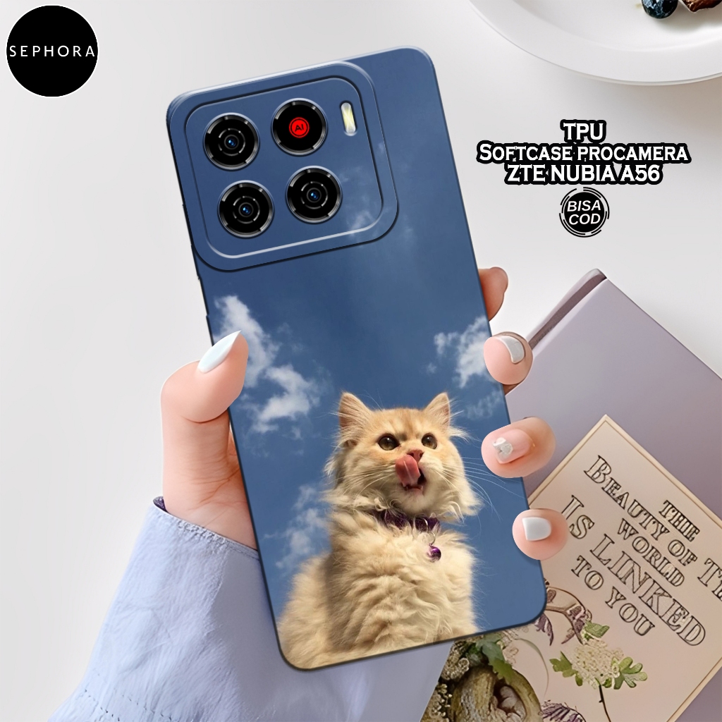HP เคส ZTE Nubia A56 ล่าสุด - เคสแมวแฟชั่น - ZTE Nubia A56 Softcase - เคสกล้อง Pro - เคส ZTE Nubia A