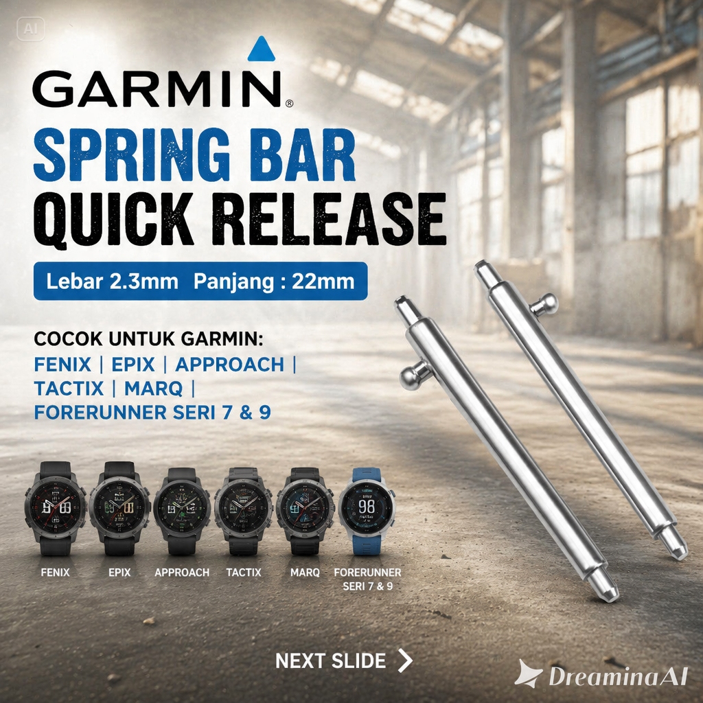 Garmin Spring Bar/ Watch Strap Pin 22mm เส้นผ่านศูนย์กลาง 2.3mm Quick Release Stainless Steel