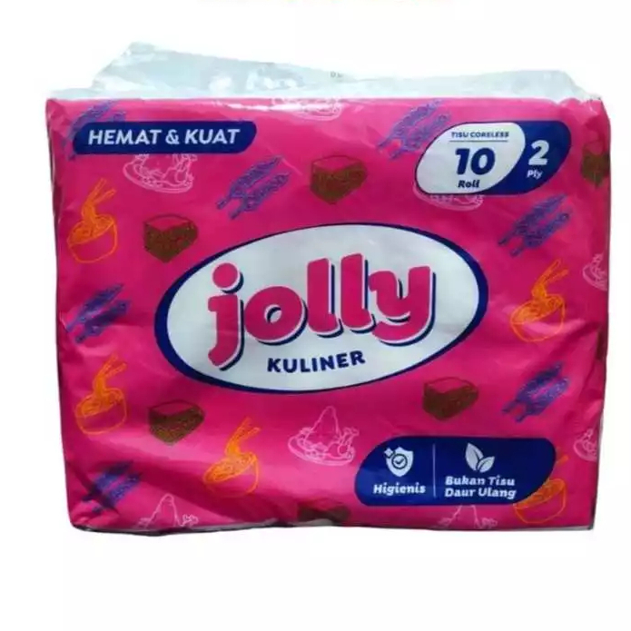 TISSUE JOLLY ROLL CORELESS COTENTS 10 ROLL 2ply /joly toilet TISSUE core น้อยลง 10 ม้วน / อเนกประสงค
