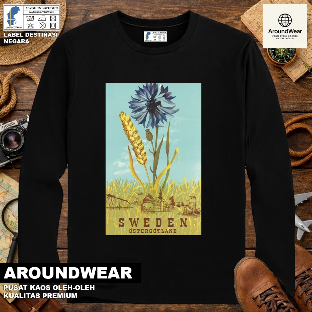 เสื้อยืด LONG-SLEEVED BY SWEDEN 15 WITH ASAL SWEDEN STATE TAG SOUVENIR ของขวัญพรีเมี่ยม