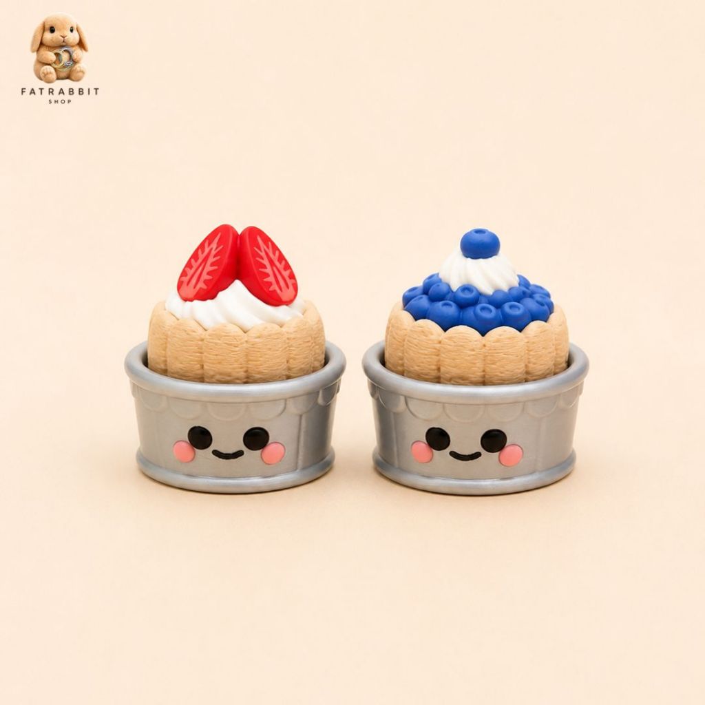 GANTUNGAN Clicker Fidget 3D พิมพ์บลูเบอร์รี่สตรอเบอร์รี่ทาร์ตพวงกุญแจของเล่นกดความเครียดบรรเทาน่ารัก Viral