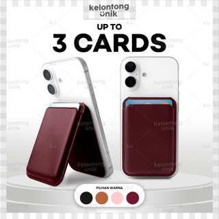 KELONTONG UNIK | STAG-GO Magnetic Card Holder - Magsafe Wallet Case/ Leather Phone Wallet /Dompet Kartu/ Stand HP Compatible for iPhone & Android ,CHMS