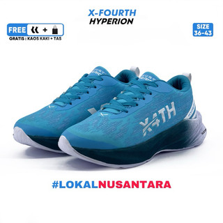 X-Fourth HYPERION Skyblue White - Sepatu Trainer Olahraga Daily Running Lari Sekolah Pria Wanita Sneakers Kasual Senam Fitness Gym longrun speedrun
