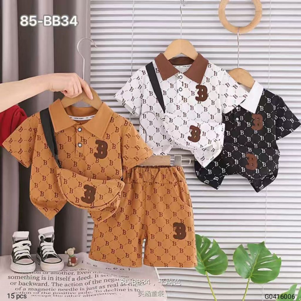 HONE BABY Short Set + กระเป๋าเด็กผู้ชายนําเข้าระดับพรีเมียม 0-5 ปี / เสื้อผ้าเด็กผู้ชาย