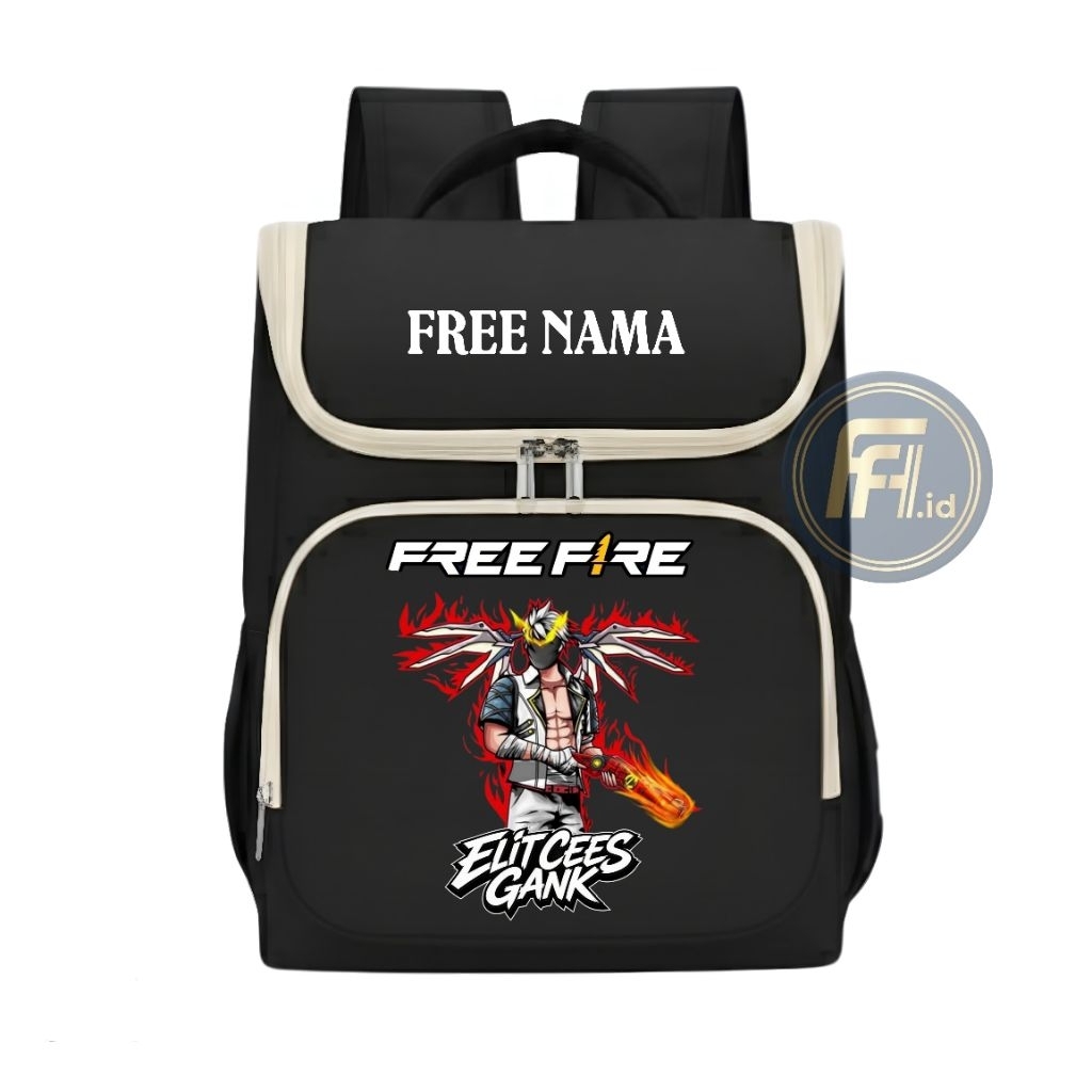 FreeFire Elite Cees Gank กระเป๋าเป้สะพายหลังเด็กโรงเรียนอนุบาลโรงเรียนประถมศึกษาชายหญิงชื่อฟรี