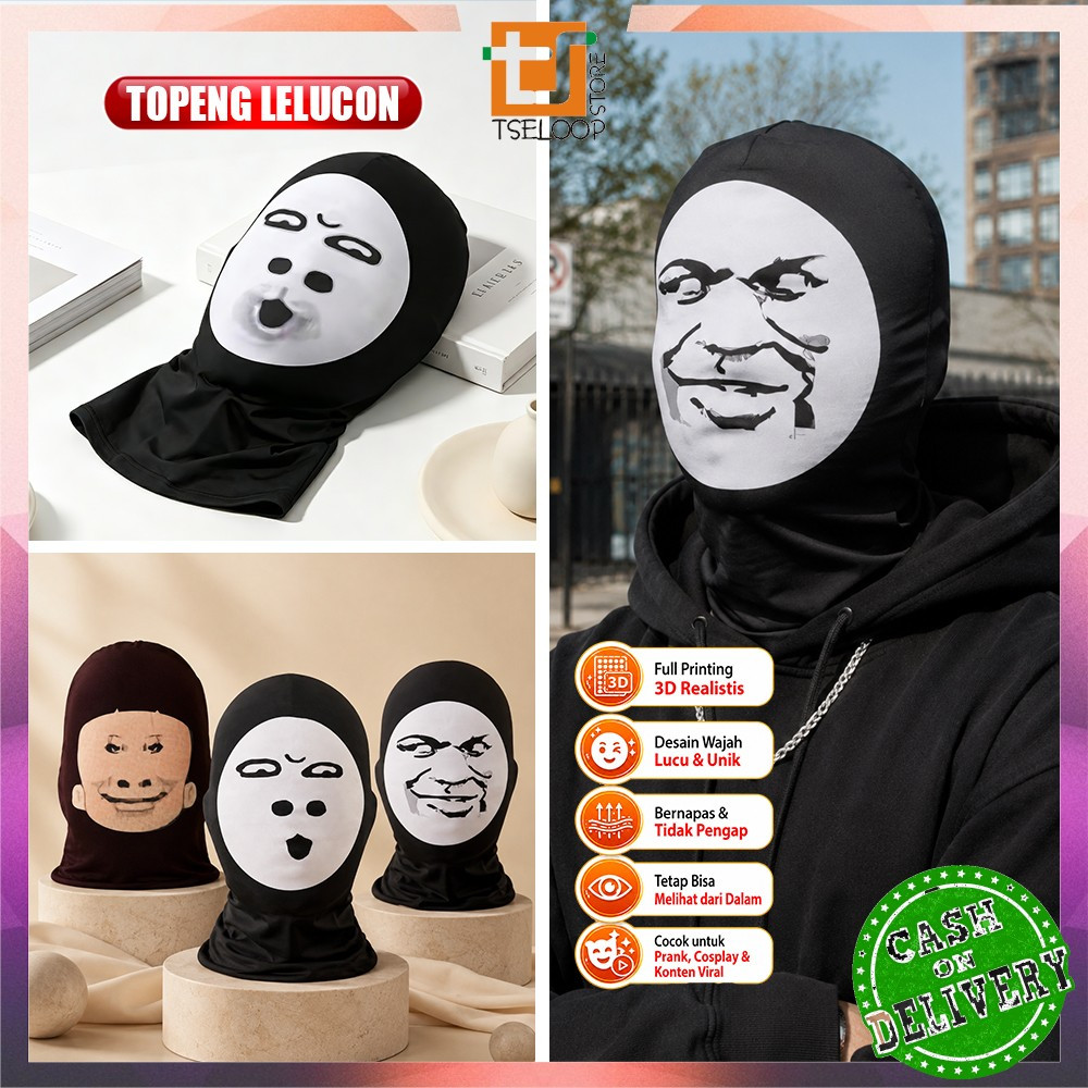 OFM-C649 น่ารักน่าเกลียด Face Mask ที่ไม่ซ้ํากัน Creative Abstract Face Expression Mask / คอสเพลย์ P