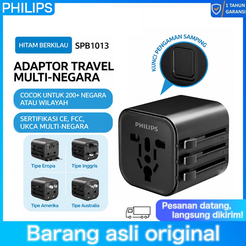 Philips SPB1013 4-in-1 224 Travel Adapter Universal US/EU/UK/AU 10A Plug